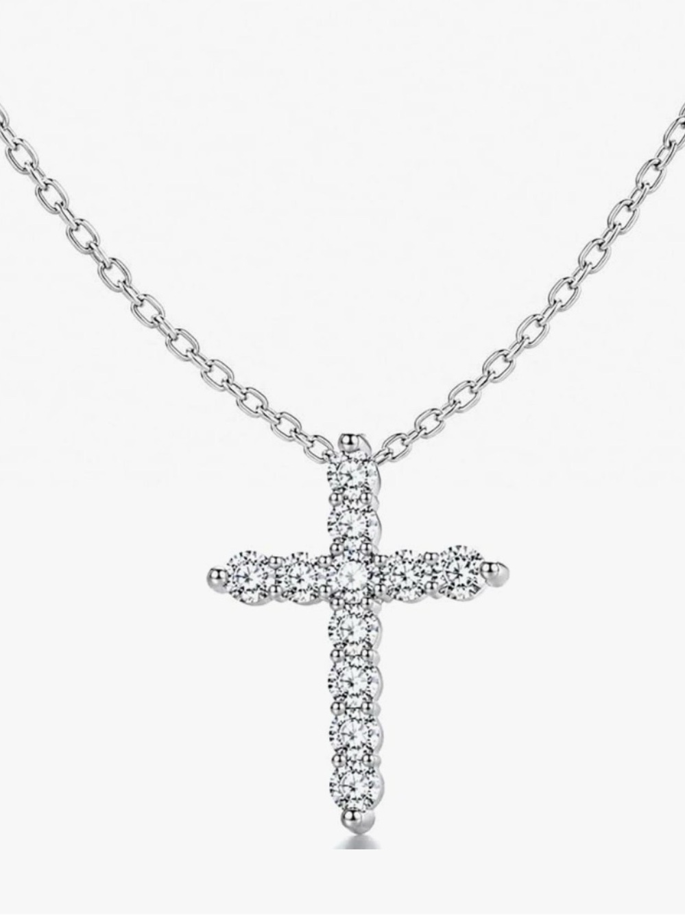 Stainless Steel CZ Cross Necklace pendant and chain - Picture 2 of 4